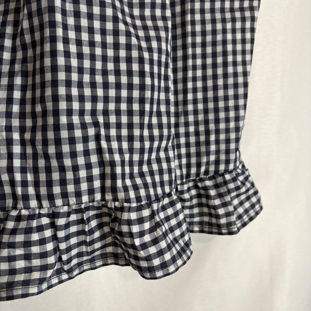 Nick & Sarah Plus Womens 2X Gingham Ruffle Hem Button Front Tank Top Black White - Picture 5 of 8